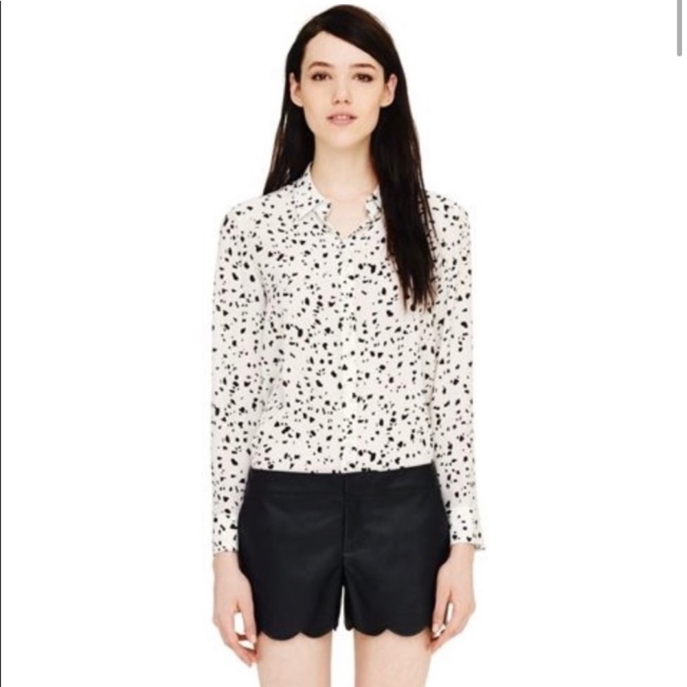 Club Monaco Dalmatian Silk Button Up Top